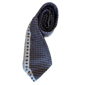 Ted Lapidus 100% Silk Brown Geometric Vintage Art Deco Italian Made Italy RARE